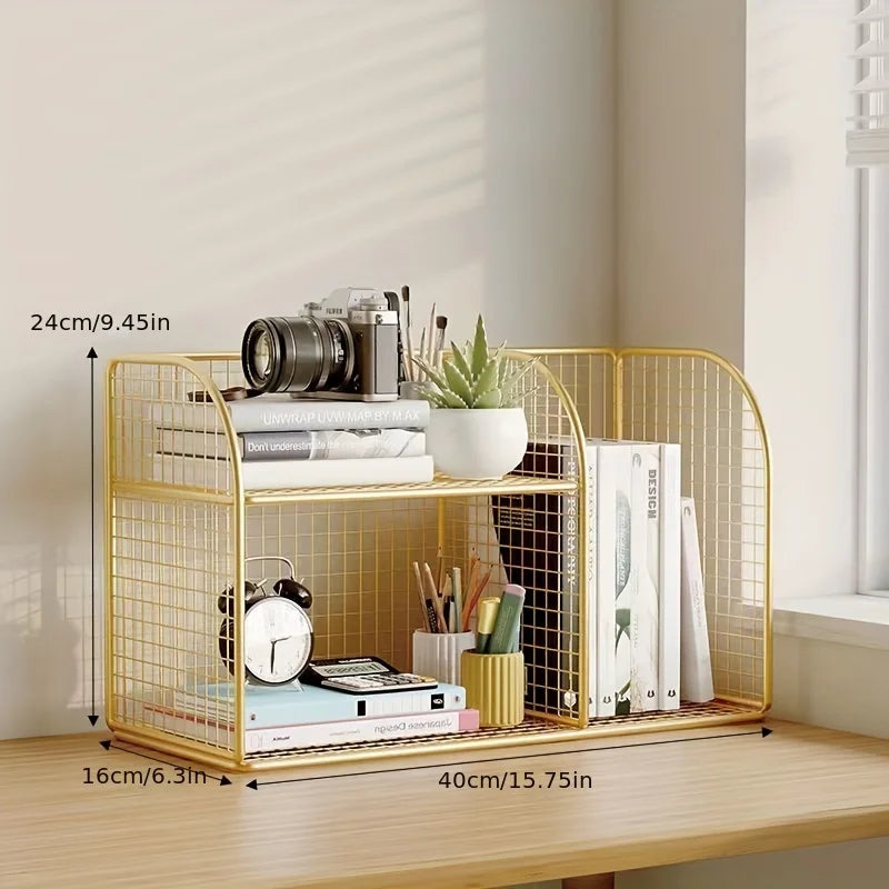 Desktop Bookshelf Tiered Desk Organizer - Durable Bookshelf For Office, Student Desk Shelves Racks Storage Holders Organizer