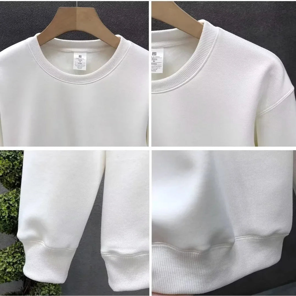 Autumn Men's Cotton Sweatshirt Korean Harajuku Cool Long Sleeve T-shirts High Quality White Top O-neck Tee Shirt Men Clothing