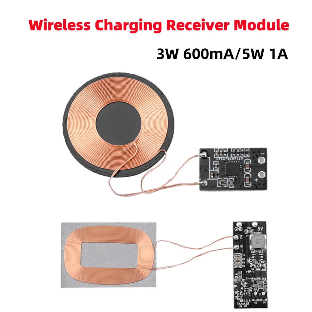 3W 600mA/5W 1A Wireless Charging Receiver Module Small Coil Built-in 5V Charging Wireless Charger PCBA Board