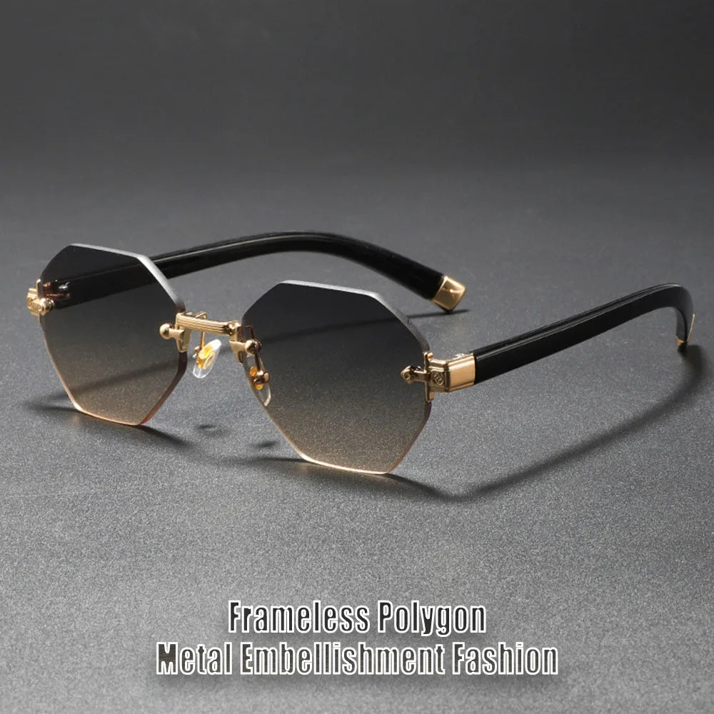 2025New Man Woman Rimless sunnies Gradient UV400 Fashion Trend Fashion Show Sun Glasses