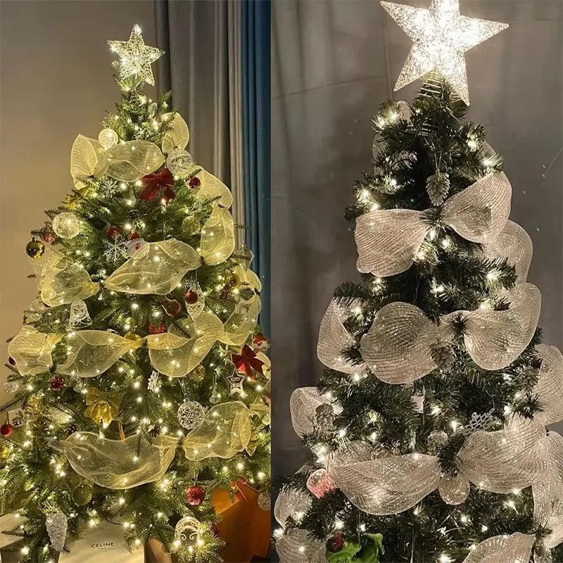 10Yards Christmas Ribbon Decoration Hanging Xmas Tree Pendent Ornaments for Home Decor Navidad Party New Year 2026 Accessories