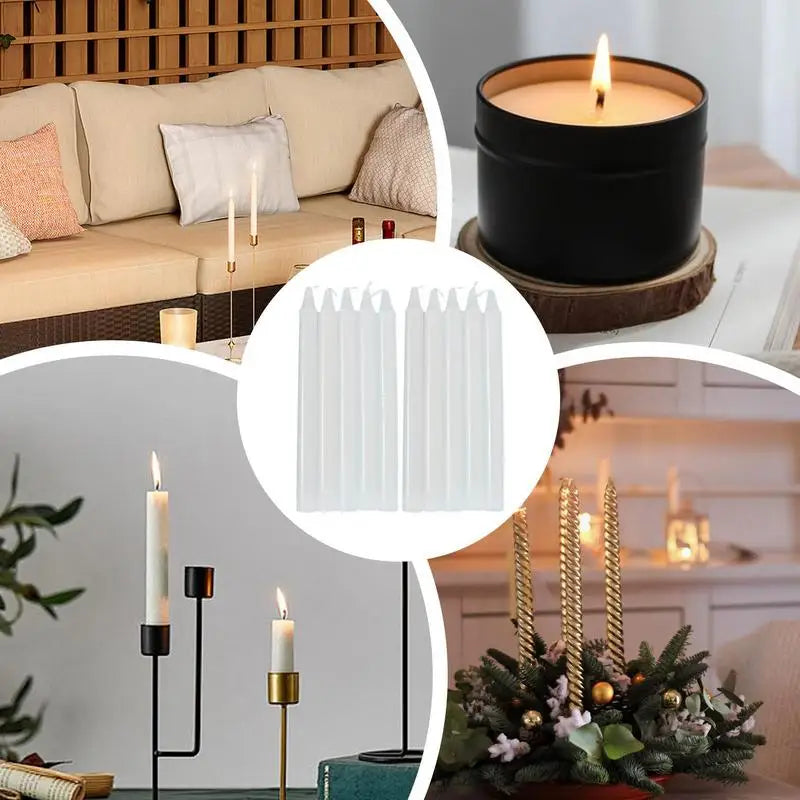 10pcs Unscented Mini Taper Candle Red/White Home Emergency Candles For Christmas Decoration Dinner Wedding Blessing Celebrations
