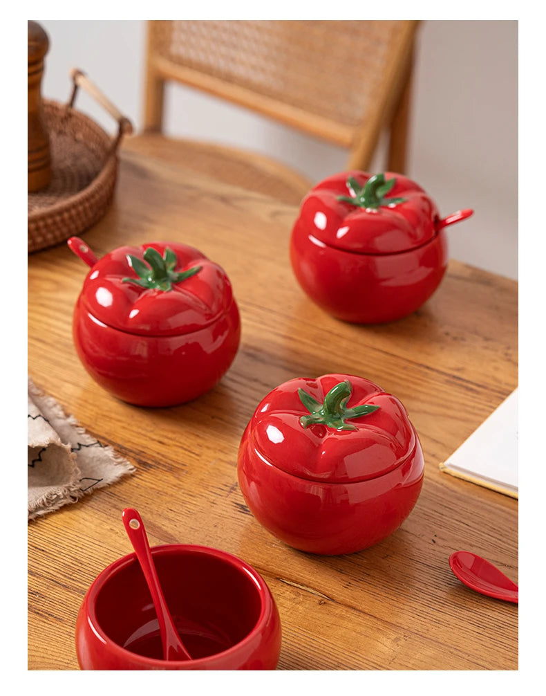 Double-Eared Ceramic Soup Bowl with Lid for Home Use Instant Noodles Bowl Lychee Noodles Special Utensils Student Dormitory