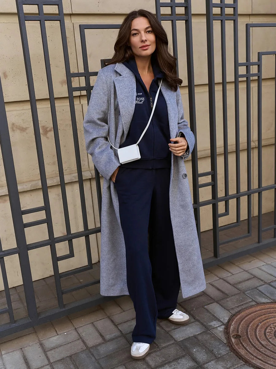 Sumuyoo Short Zipper Hoodie Set Women's 2025 Autumn Winter Casual Sports Hoodie Sweatshirt Wide Leg Pants 2 Piece Set