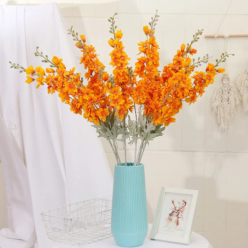YeeNanee 6pcs Blue Delphinium Artificial Flowers Long Stem Larkspur for Wedding Centerpieces Floral Arrangements Home Vase Decor