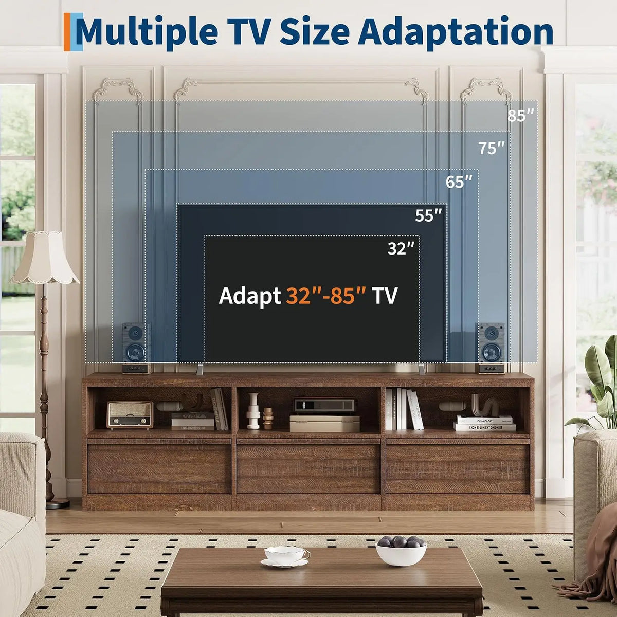 Garvee Solid Wood TV Cabinet With Drawers