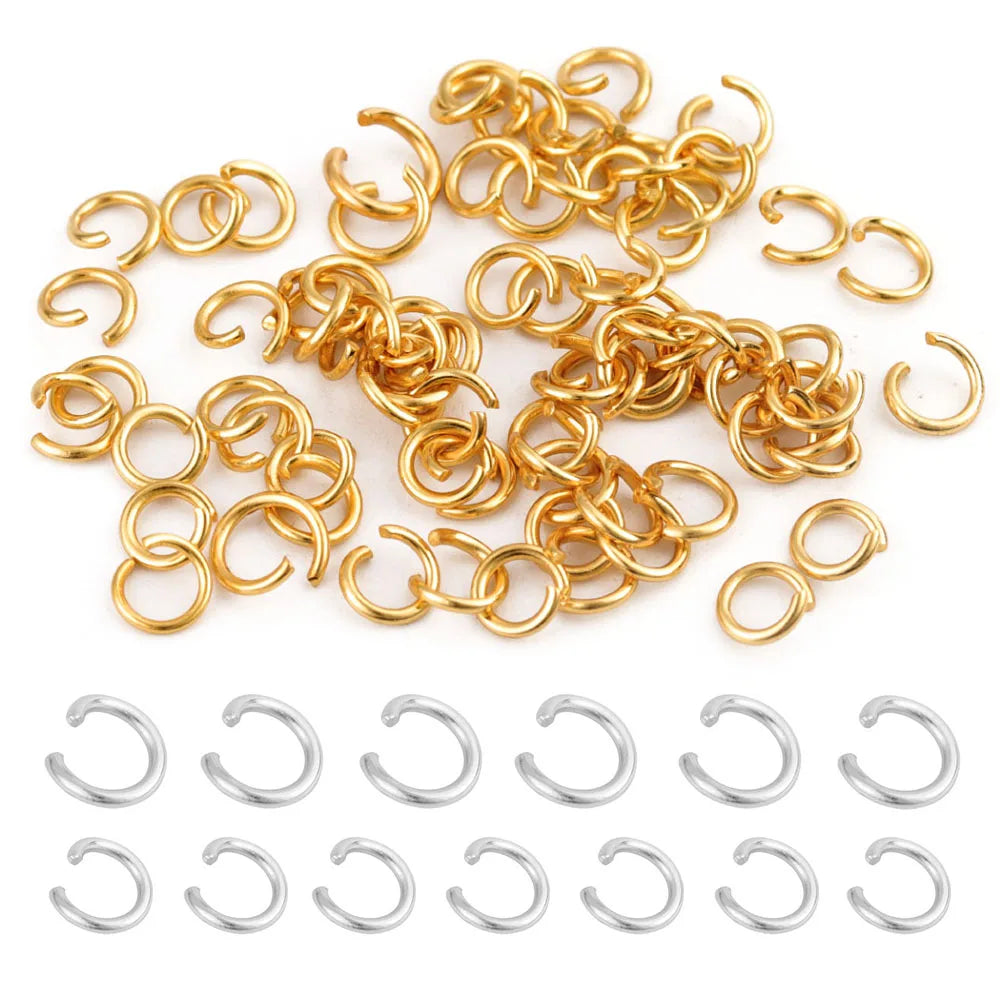 100-200pcs/lot Stainless Steel Split Rings Gold/Steel Color Open Jump