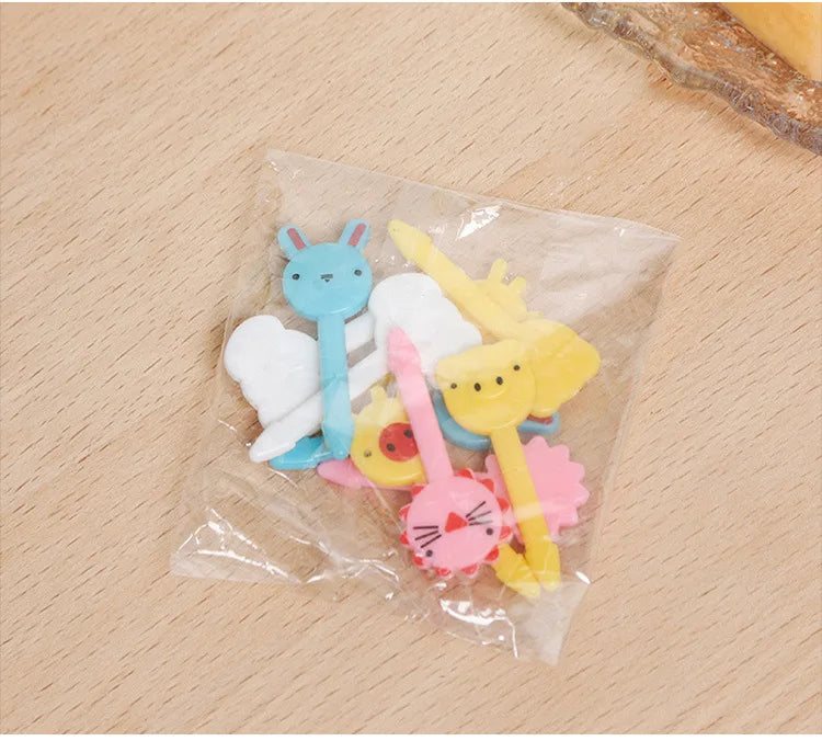 40PCS Fruit Fork Cartoon Kids Cake Fruit Toothpick Mini Animal Fork Food Grade Plastic Bento Lunch Bento Accessories Party Decor