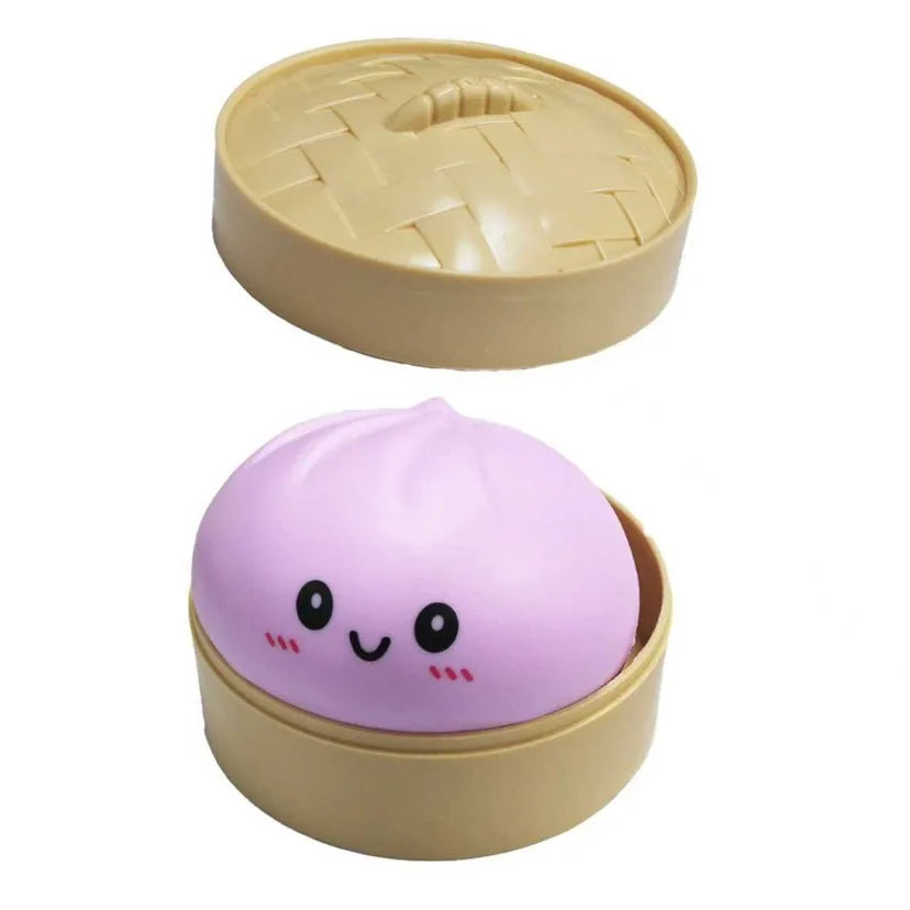 Simulation Food Dumpling Squishy Squeeze Ball Colorful Sensory Fidget Toy with Steamer for Stress Relief Home Desktop Decor Gift