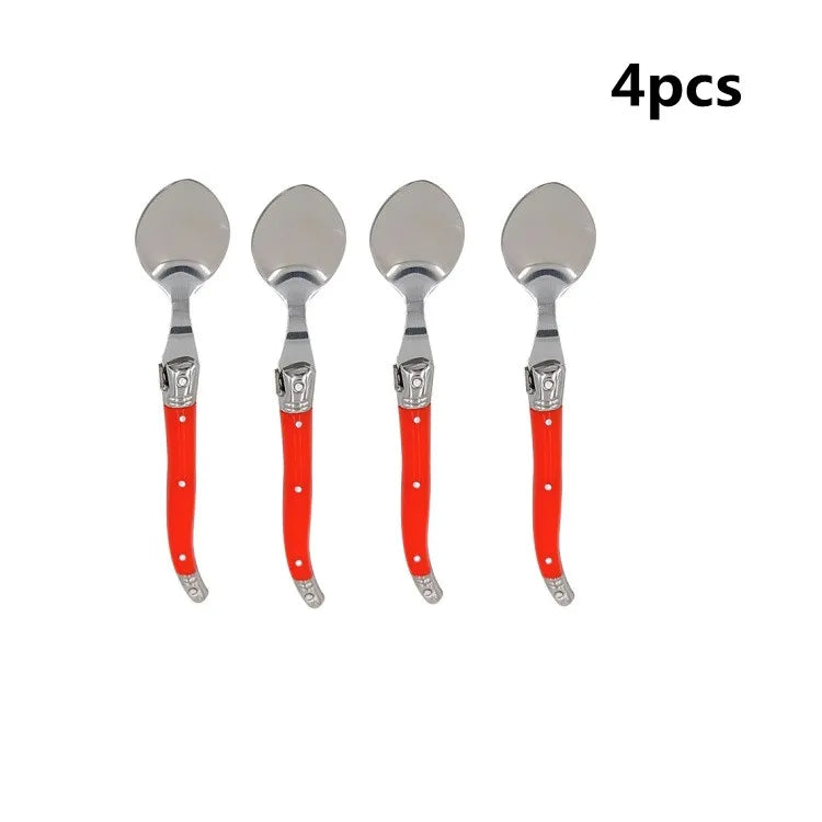 Laguiole Teaspoon set Mini Small Coffee Spoons Ice Tea Spoon Stainless Steel Stirring Dessert Scoop Flatware 6'' 15.5cm 4-10pcs