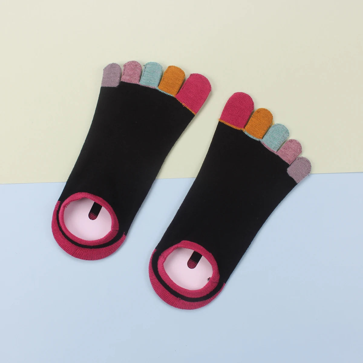 1/5Pairs Women Sports Toe Socks with Separate Fingers High Tube Five Finger Cotton Crew Socks Yoga High Quality