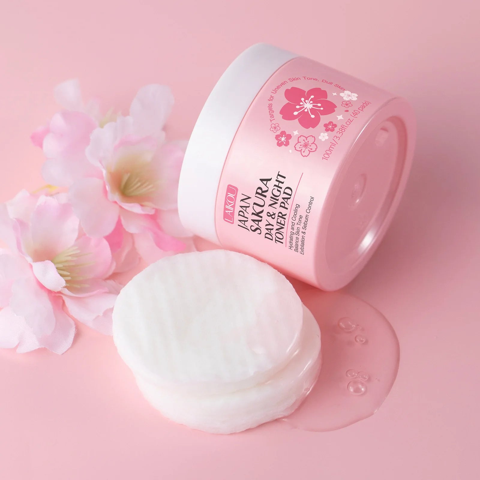 Japan Sakura Toner Pads 100ml 40pads Day Night Use Remove Makeup Cleanse Moisturize Face Care Hydrating Treatment  Skin Care