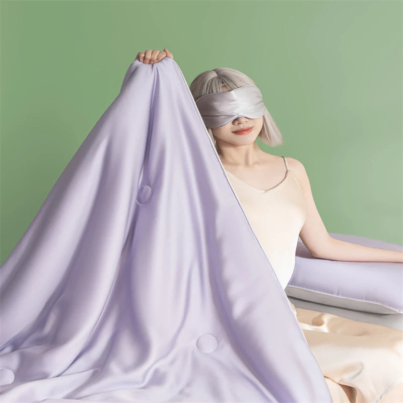 New Cooling Sensation Summer Duvet Brings Coolness Washed Ice Silk Blanket Instant Cool Quilt All Ages Silky Touch Comforter Set