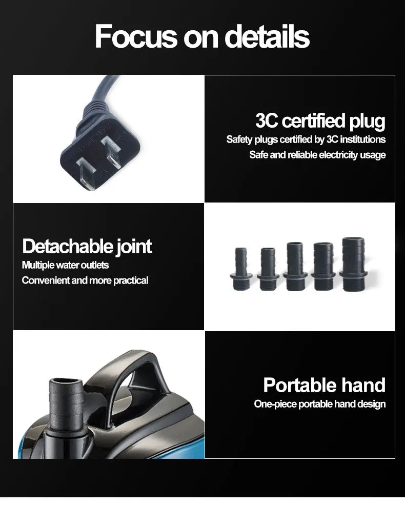 Submersible pump, low water level silent filtration circulation pump, small aquarium water pumping bottom suction pump