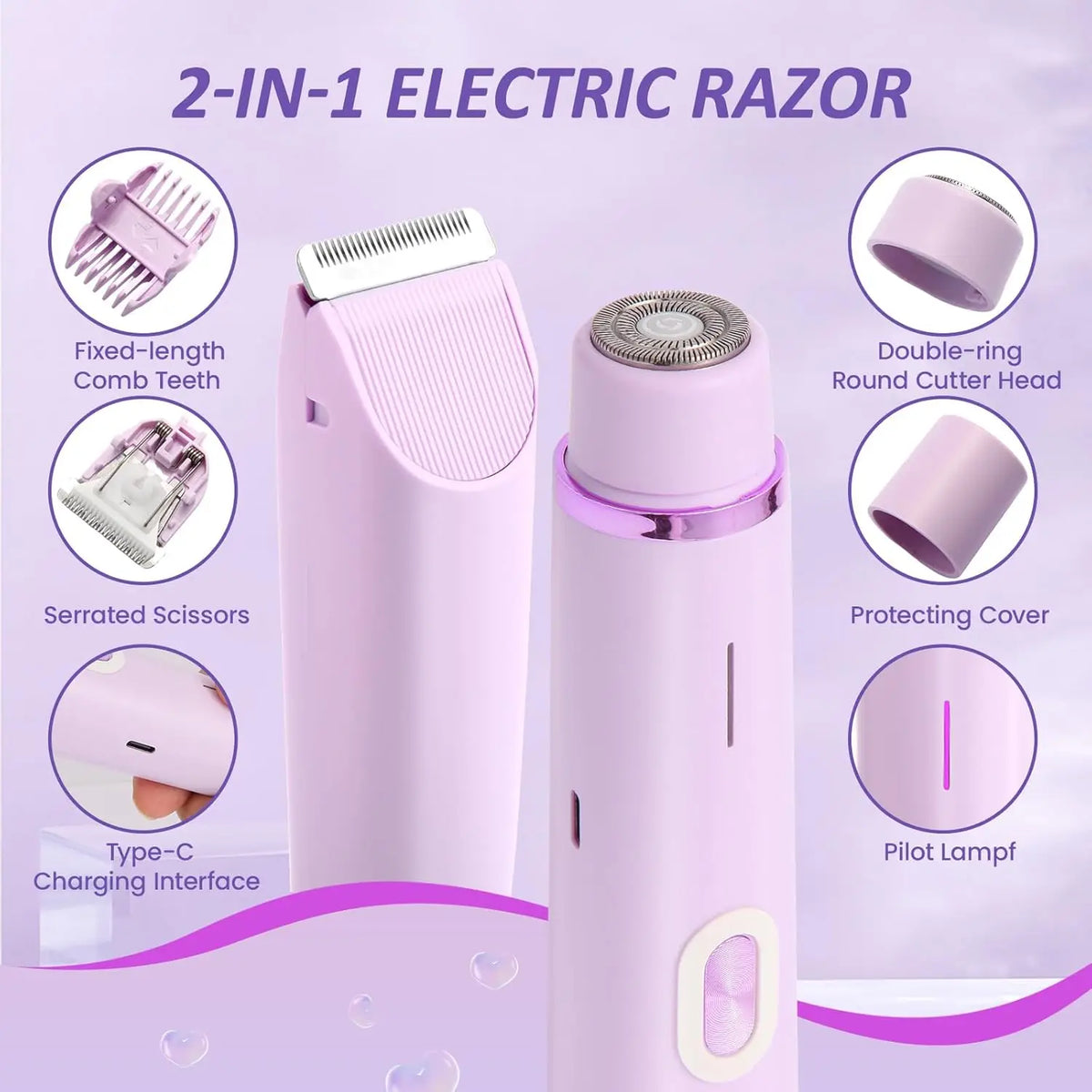 Electric Razors for Women 2 in 1 Electric Shaver for Pubic Hair