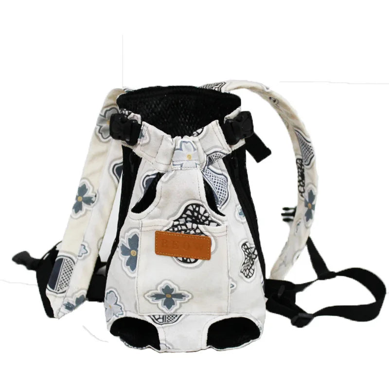Canvas Pet Backpack Carrier For Small Medium Dog French Bulldog Chihuahua Outdoor Travel Shoulder Front Back Chest Cat Carrying