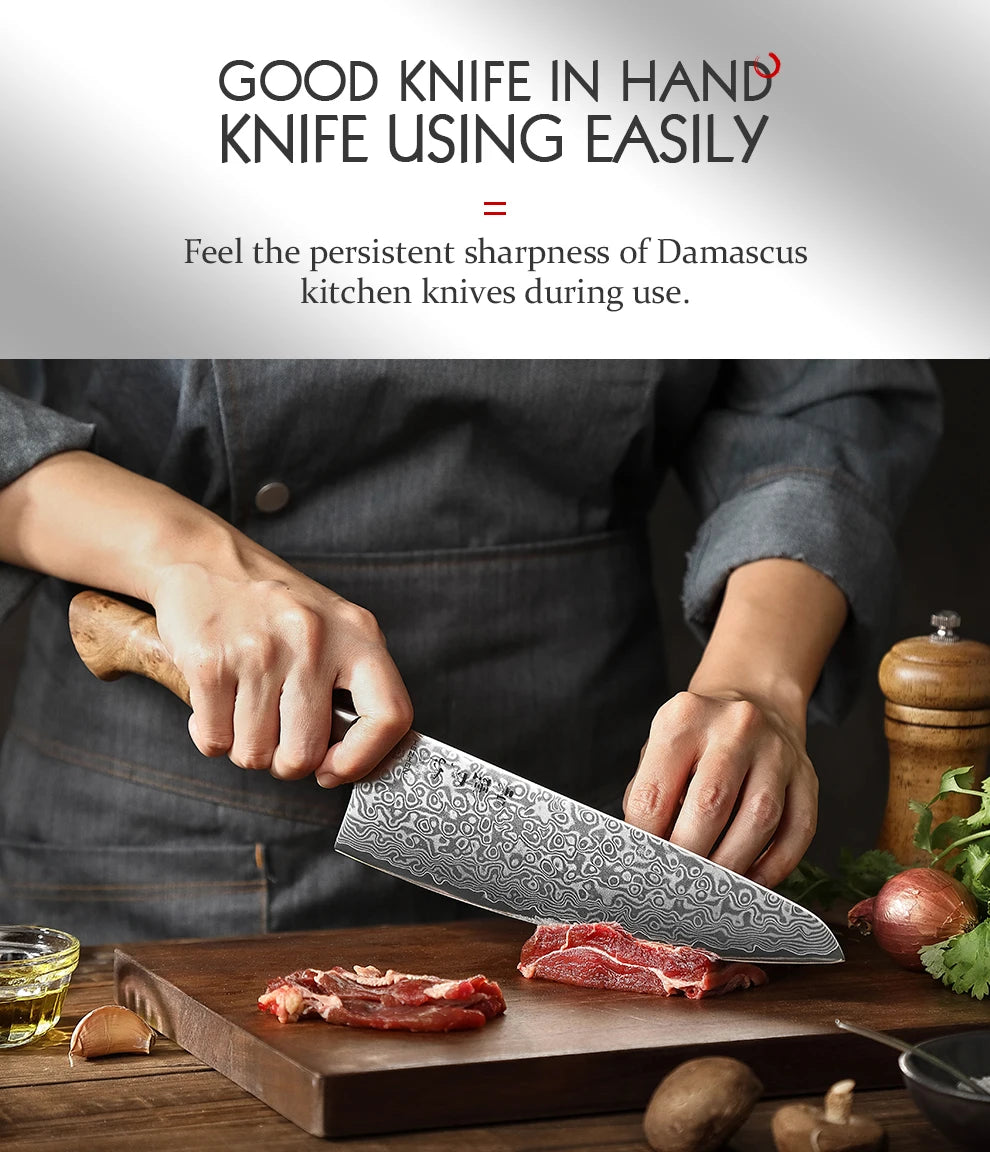 HEZHEN 1-2PC Knife Set Professional Damascus Steel Utility Chef Knife For Meat Japanese Cook Kitchen Knife