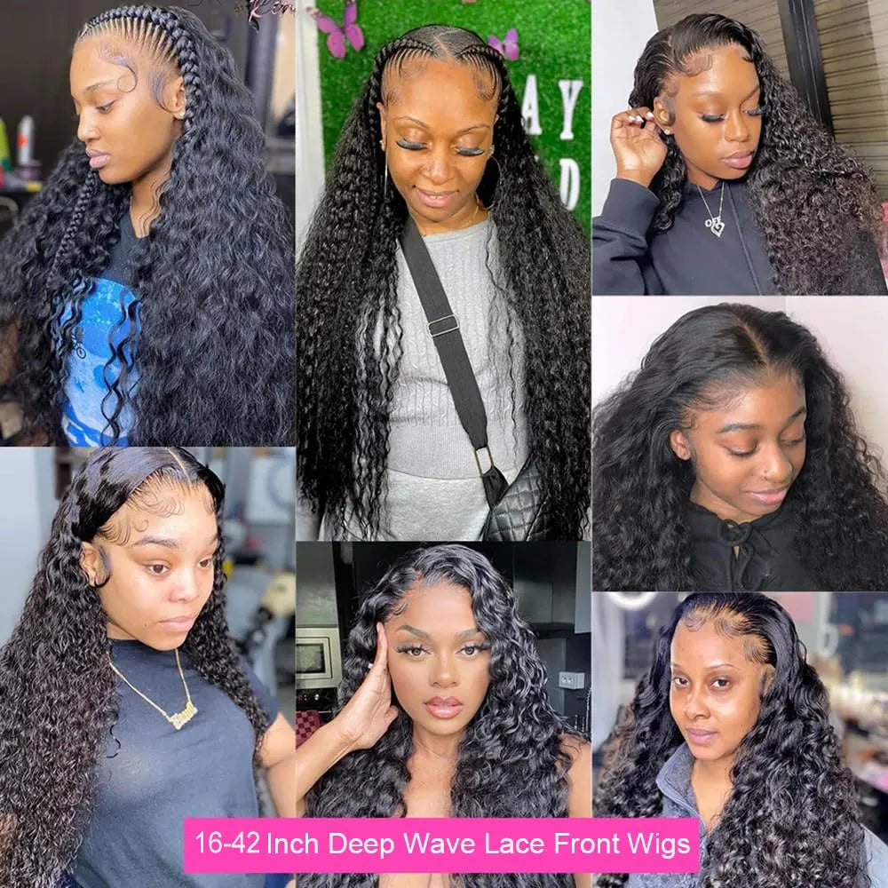40 Inch 13x6 Hd Deep Wave Lace Frontal Wig For Women Brazilian PrePlucked Jerry Deep Water Wave Curly Lace Front Human Hair Wigs