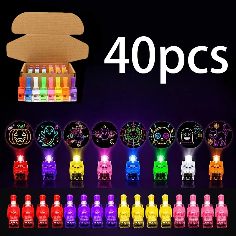 Neon Halloween LED Finger Lights, Pack of 40