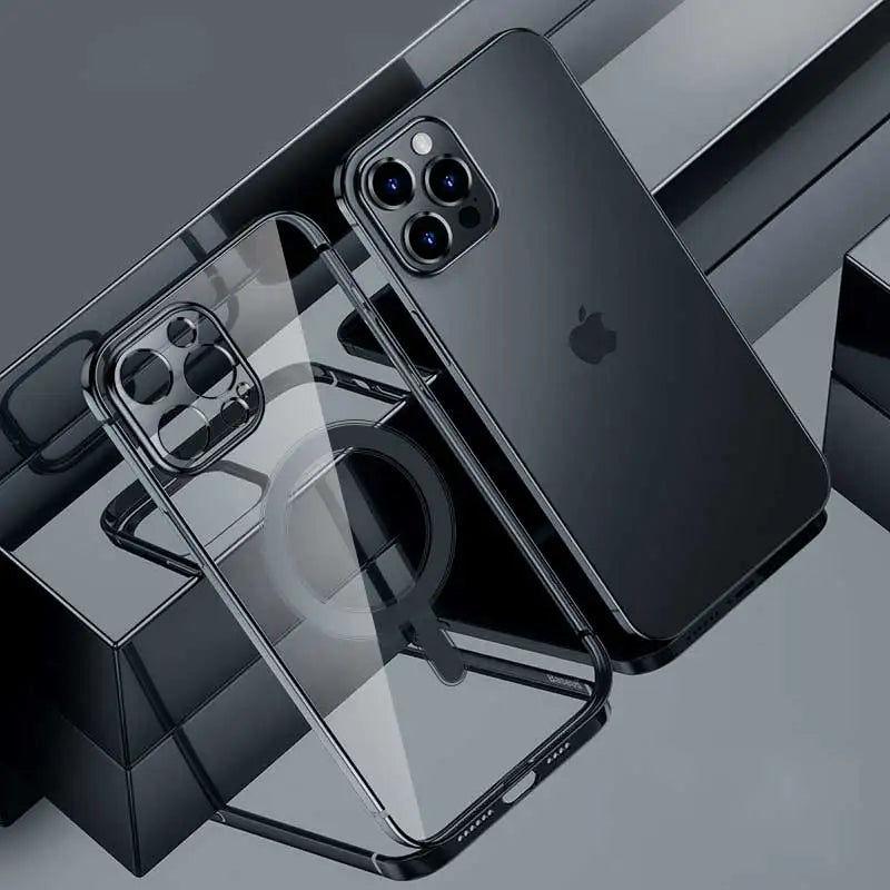 Luxury Plating Silicone Magnet Case For iPhone 14 13 12 11 Pro Max 12 13Mini Wireless Charger Magsafing Electroplate Soft Covers
