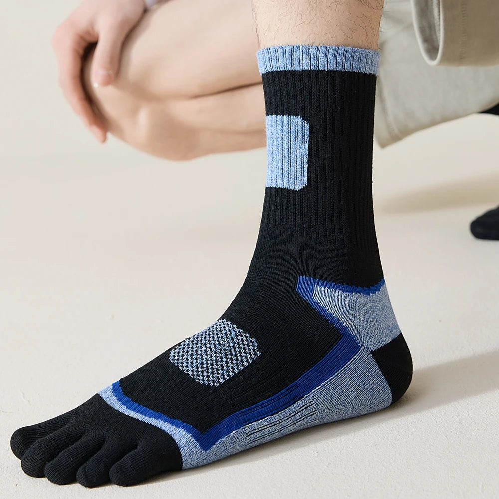 3 Pairs Fleece Toe Socks Men Autumn Winter Warm Five Finger Socks Man High Quality Cotton Sports Crew Socks Running