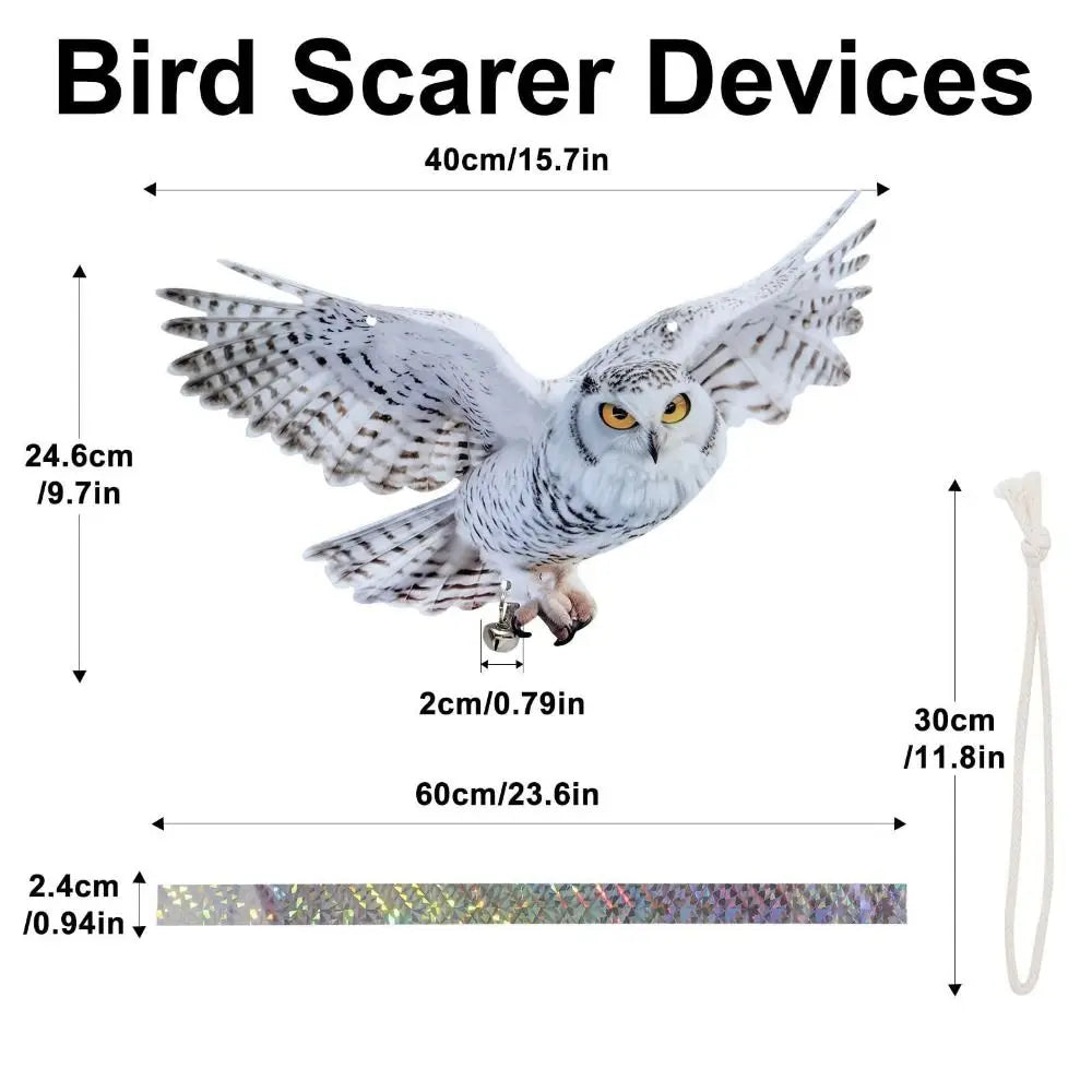 Waterproof Bird Scarer Acrylic Simulation Owl Bird Repellent Pest Control Artificial Scarecrow With Reflective