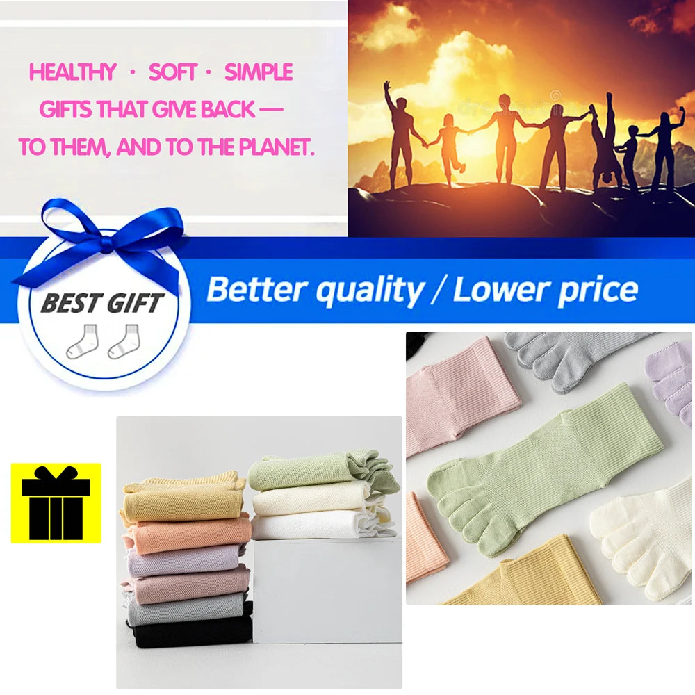 3 Pairs Women's Summer Toe Separator Socks - Pure Cotton, Antibacterial Anti-Odor, Breathable Mesh Design for Fungal Protection