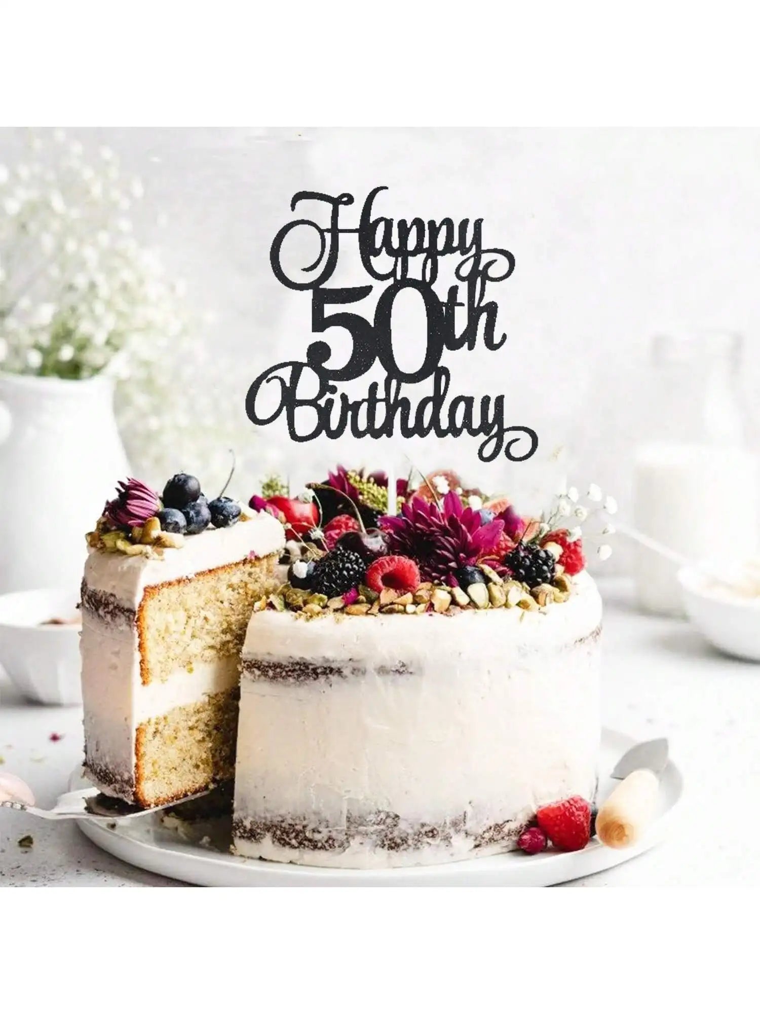 1 pcs Personalised Age Cake Topper Cupcake Flag Happy Birthday Glitter 30th 40th 50th 60th 70th 80th 90th Decor Adult Kids