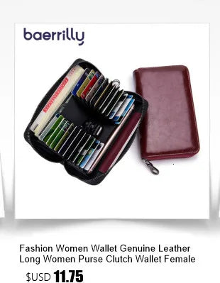 RFID Wallet for Women  Genuine Leather Female Travel Purse Zipper  Women's Wallet 36 Card Holder мини кошелек жен