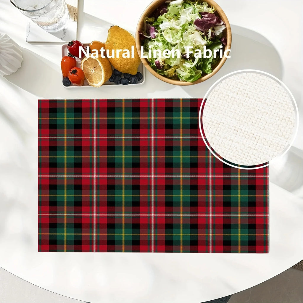 Christmas Plaid Linen Table Mats