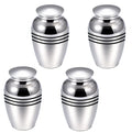 Silver Beautiful Small Mini Keepsake Urn for Human or Pet Ashes, Set of 4, Hard Metal Cremation Urns, Mini Funeral Urns