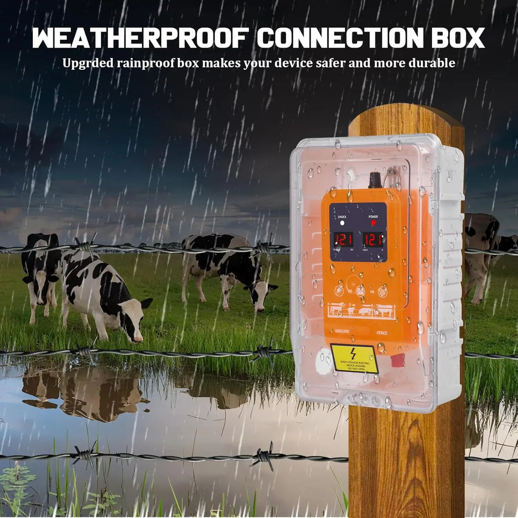 15KM 7KV-13KV adjustable electric fence with LED display waterproof electric fence for pastures for poultry with 200M cable