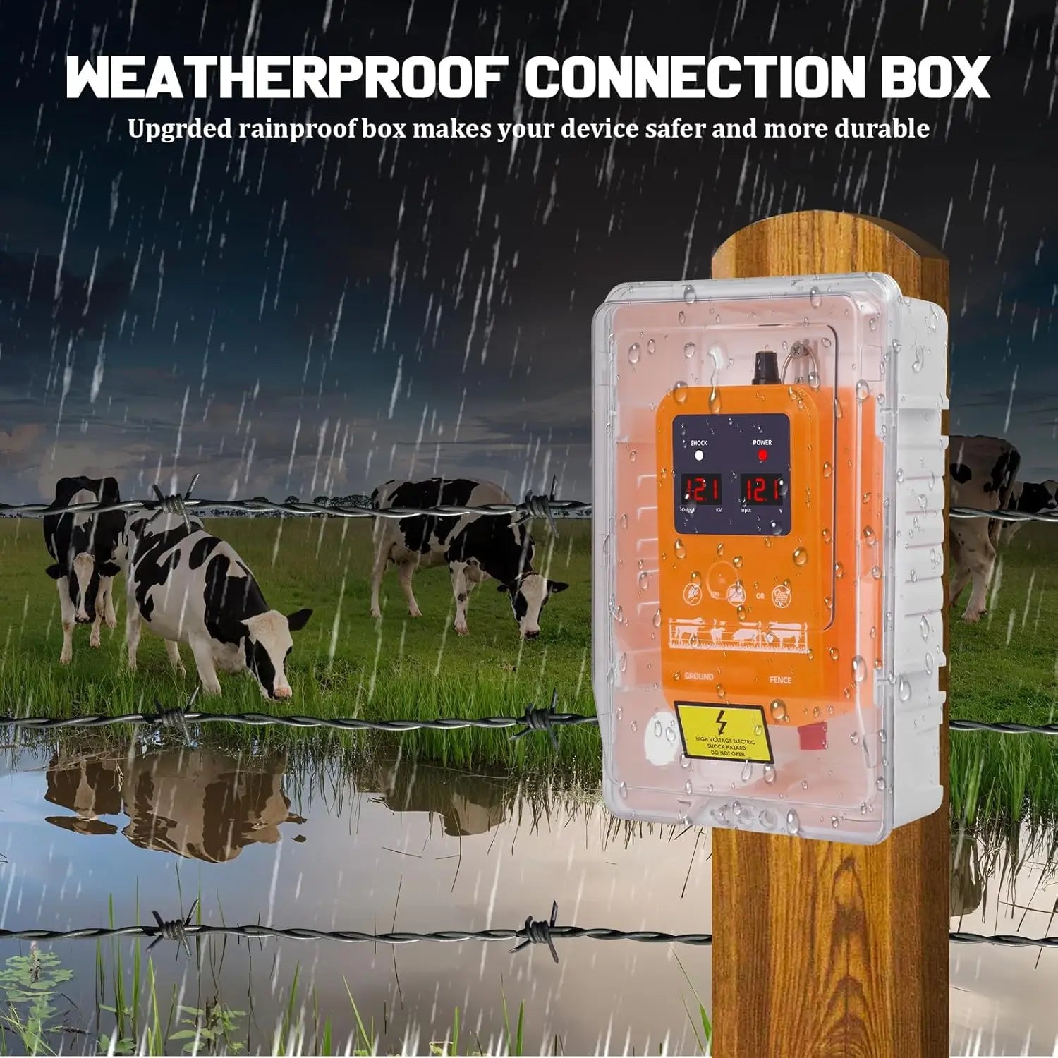 15KM 7KV-13KV adjustable electric fence with LED display waterproof electric fence for pastures for poultry with 200M cable