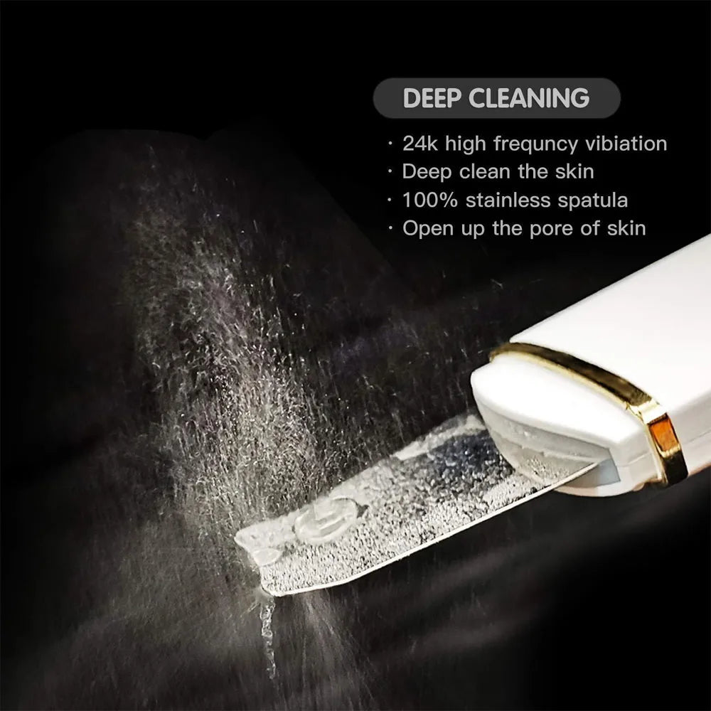 Ultrasonic Skin Scrubber Vibration Face Spatula Blackhead Remover Shovel Clean Cavitation Peeling Facial Lifting Skin Care