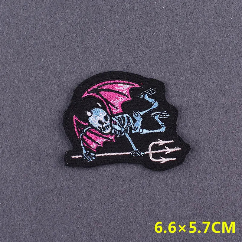 Devil Patch Iron On Patches For Clothing Thermoadhesive Patches On Clothes DIY Gothic Embroidery Patch Stripe Badges On Backpack