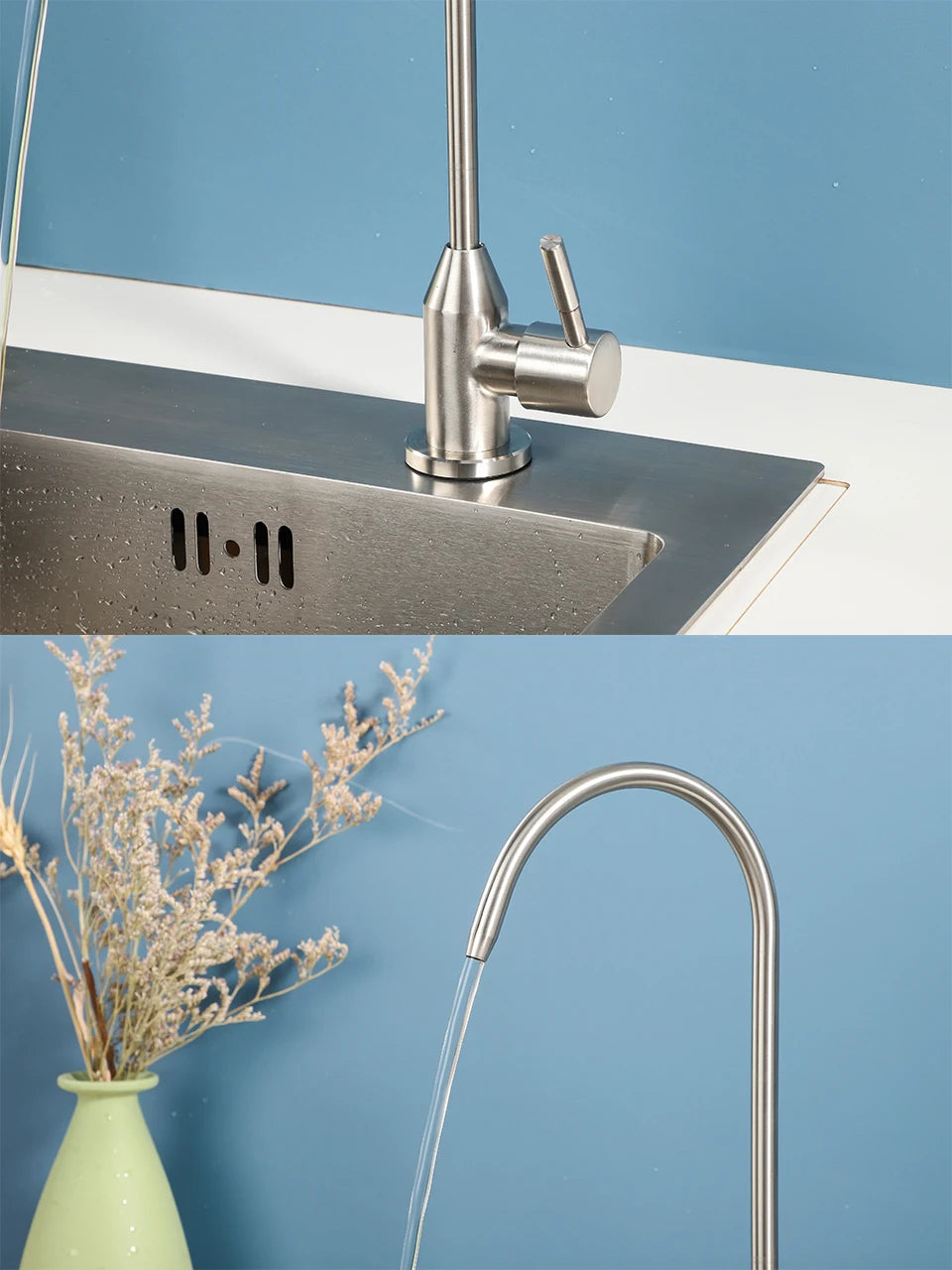 ULA 1/4"Kitchen Faucets Direct Drinking Tap Stainless Steel Water Purifier Faucet Single Cold Water Sink Faucet Filter Faucet