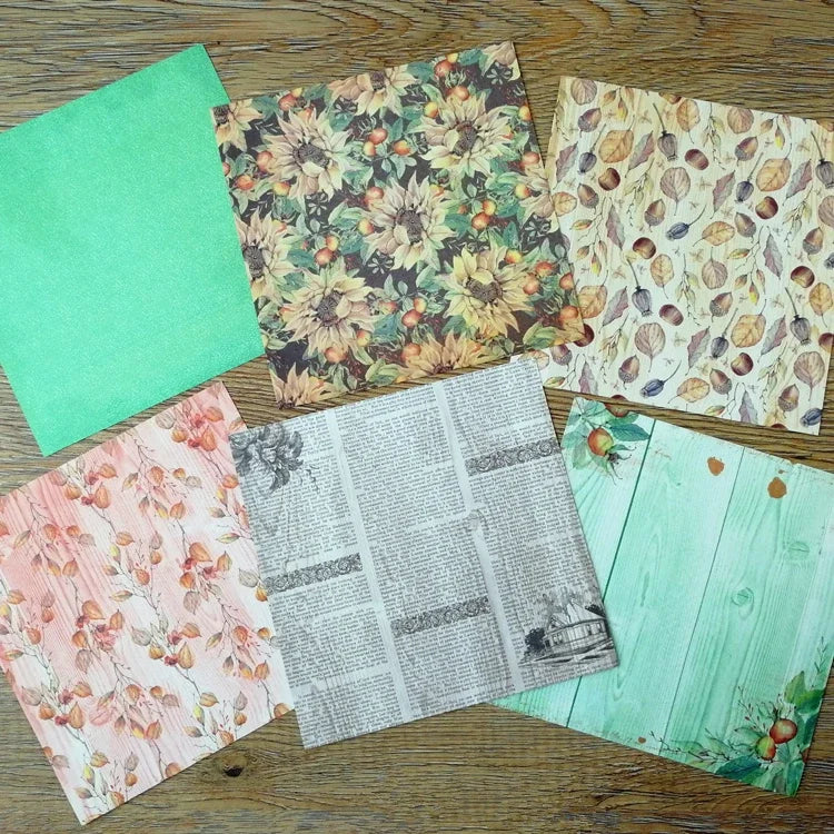 6x6 Scrapbooking Paper Pad  6/12 Sheets Floral Pattern Decorative Paper For Journaling Collage DIY Crafts