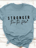Women Crew Neck Short Sleeve T Shirt Stronger Than
