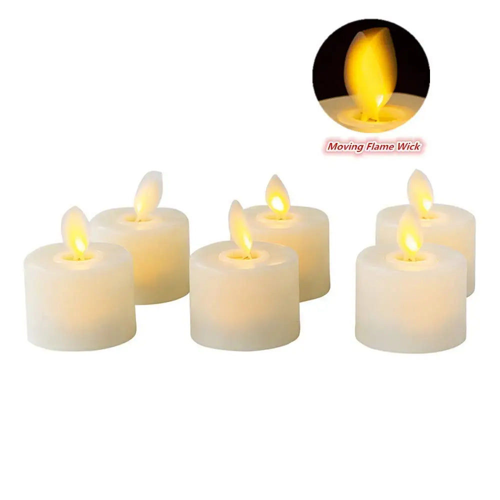 3/6/12 Pieces Warm White Moving Wick LED Tea Light Candles,Decorative Church Religious Wedding Christmas Candles