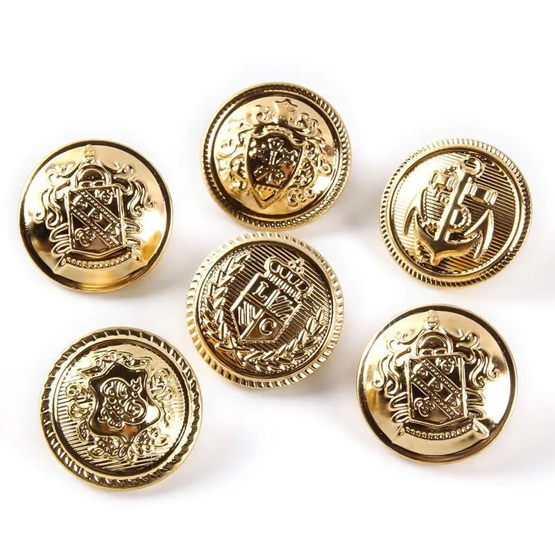 10pcs 15/20/25mm Metal Vintage Coat Suit Uniform Button Retro Copper Buttons Round Shank button DIY Sewing Ornaments