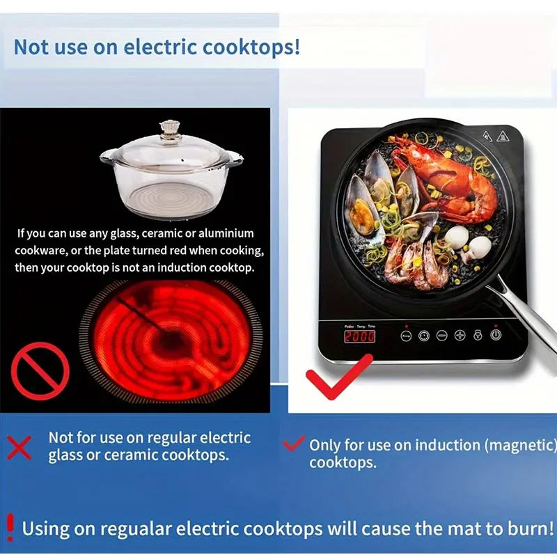 5PCS Induction Cooktop Black Protector Set Heat Resistant Electromagnetic Stove Protection Rectangular Round Mat For Kitchen Pot