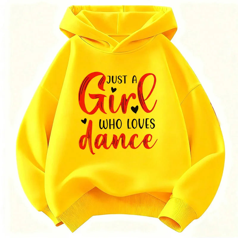 Y2k Just A Girl Who Love Dance Letter Printed HoodieChildren's Sweatshirt Hoody Girls Autumn Winter Casual Hoodies
