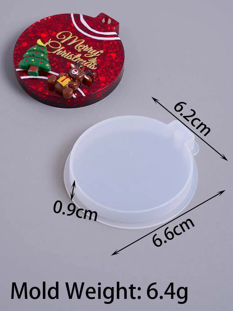 DIY Round Christmas Pendant Silicone Mold Handmade Crown Bell Plaster Resin Mold Ornaments Tree Hanging Craft Decor Party Decor