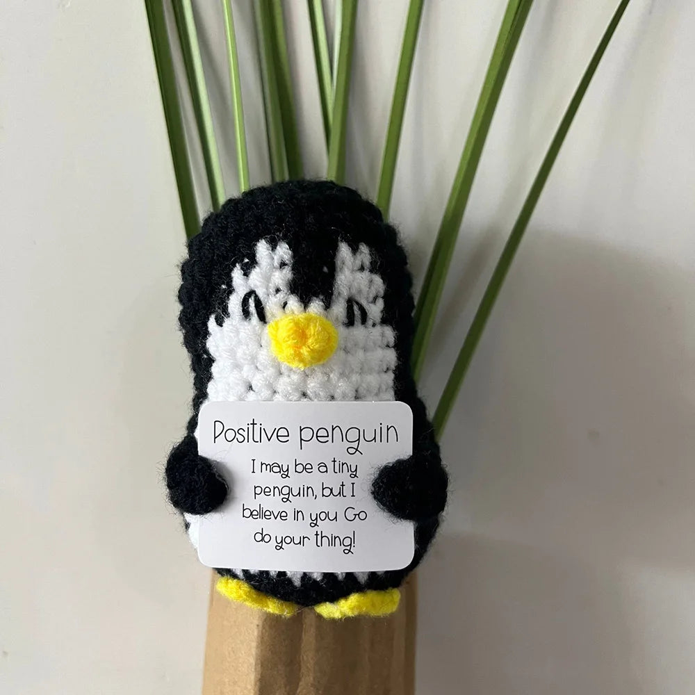 New Crochet Flower Penguin Doll Decoration Desk Accessories Kawaii Positive Energy Pengniu Doll Home Room Decor Christmas Gift