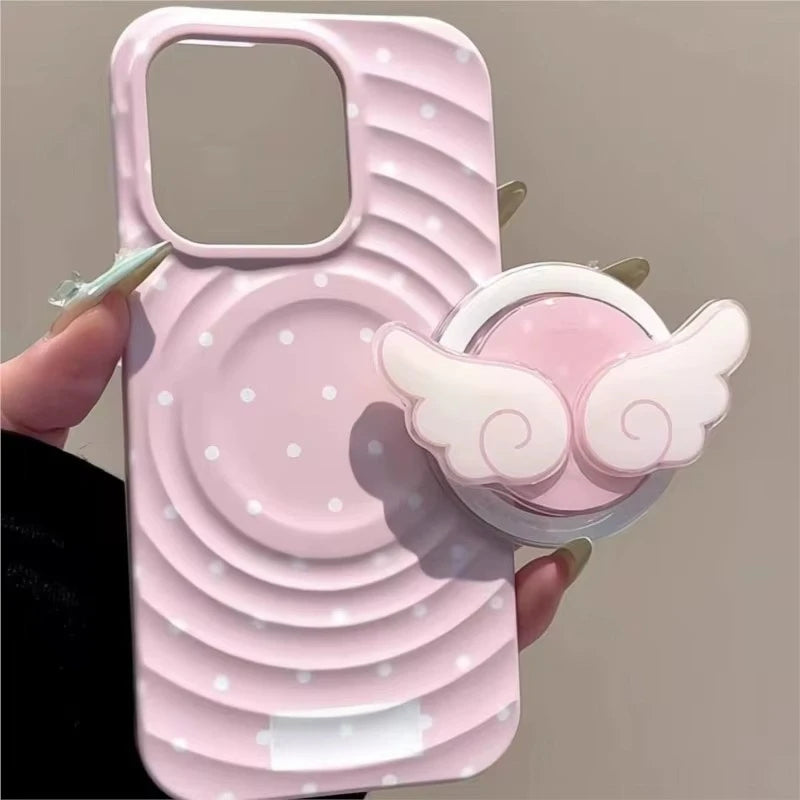 Wing Cartoon For Magsafe Phone Magnetic Griptok Stand For iPhone Funny Foldable Wireless Charging Case Holder
