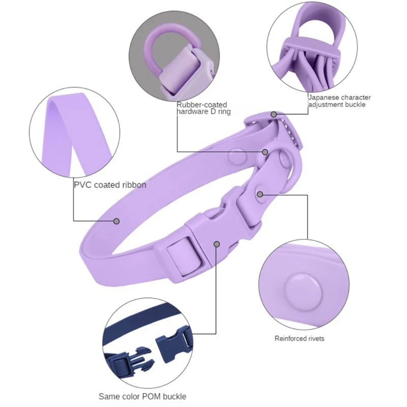 448B Waterproof Dog Collar Adjustable Length Macaron Color Pet Collar with Leash Large Dog Training Accessories