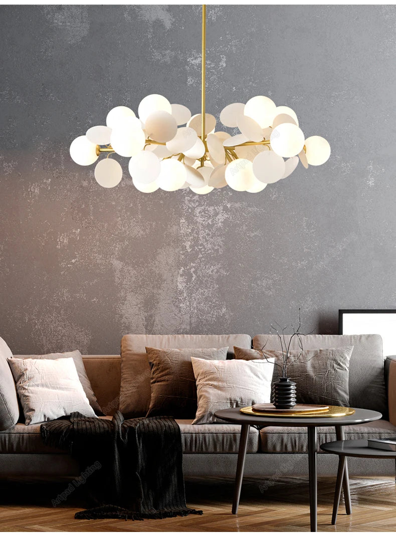 Modern Chandelier Grape Design Glass Pendant Light Indoor LED Nordic Light For Living Room Dining Hall Hotel Kitchen Island Lamp