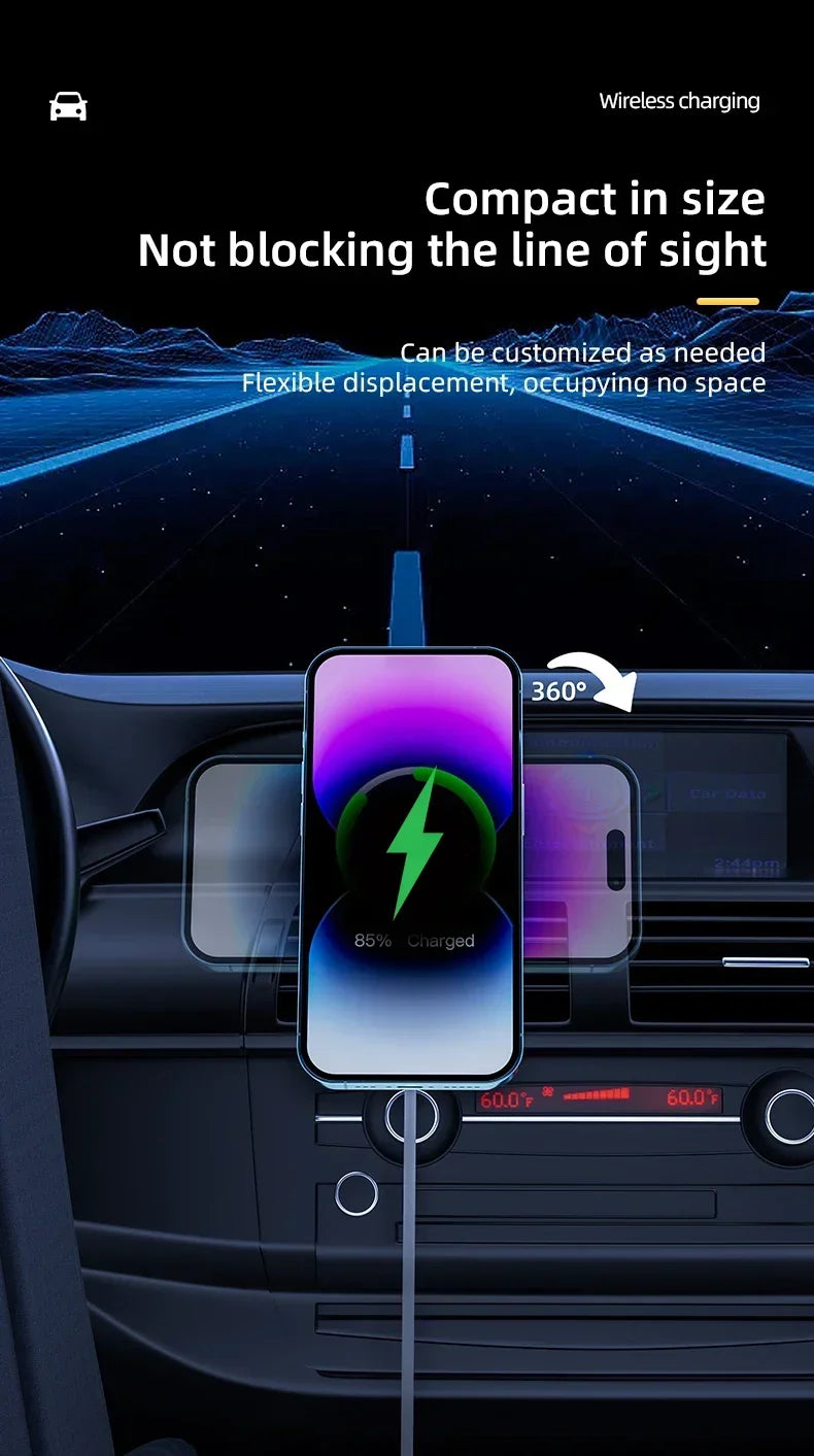 Magnetic Car Wireless Charger + Ring For iPhone 12 13 14 15 16 17 pro max mini Air Vent Car Phone Holder Stand Fast Car Charging