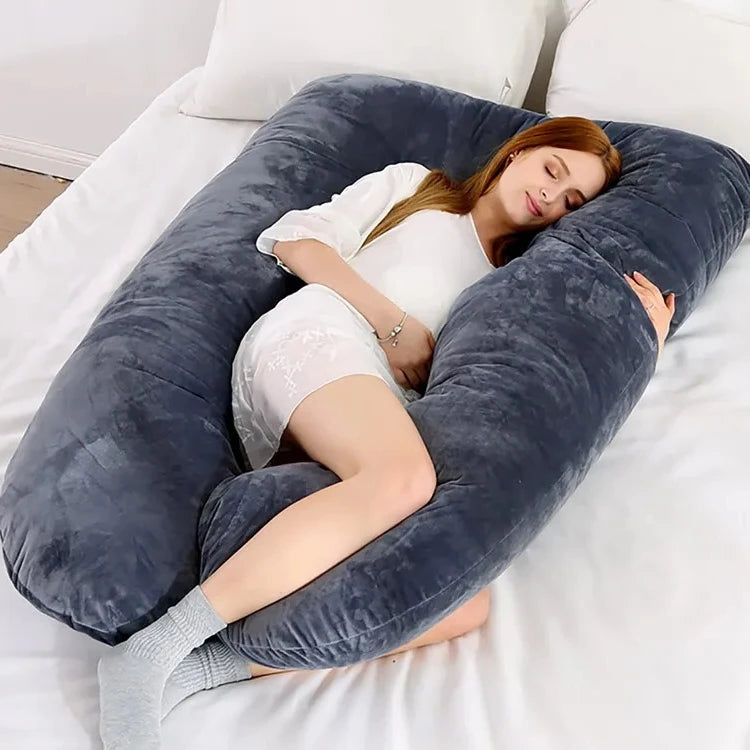Soft Fleece U-shaped Pregnancy Pillow - Multi-function Maternity Body