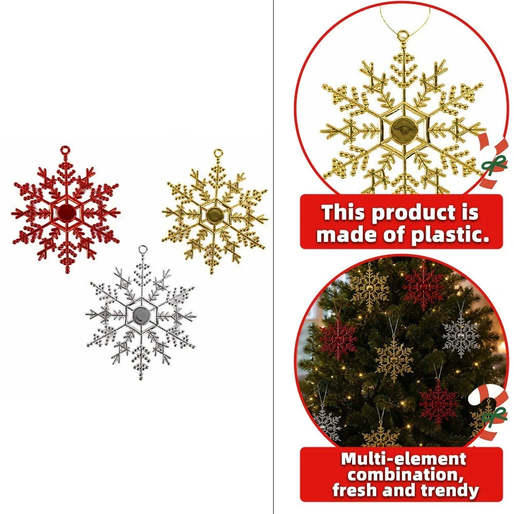 3/9Pcs Glitter Snowflake Ornaments Christmas Decoration Tree Hanging Decor Snowflakes for Home New Year 2026 Supplies Decor